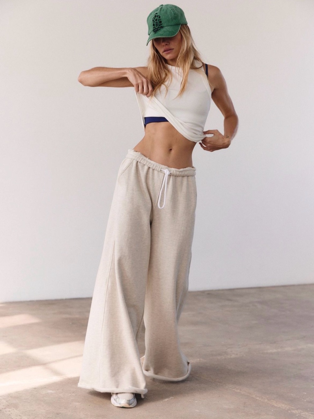 FP Movement by Free People Cream For the Win Wide-Leg Drawstring Pants